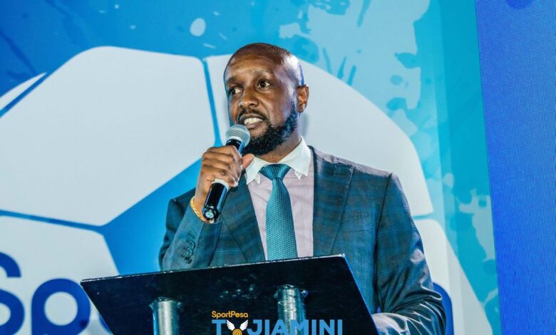 SportPesa CEO Ronald Karauri speaks during the launch. Photo || SportPesa